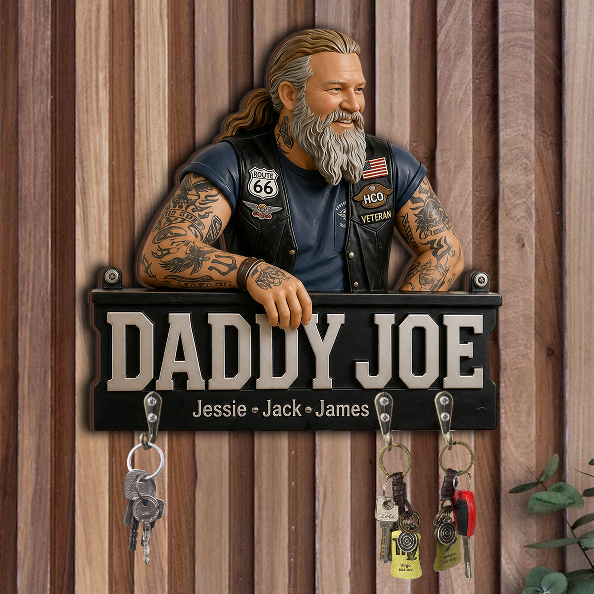 Geschenke zum Vatertag für Papa, Opa - Personalisierter hängender Schlüsselhalter