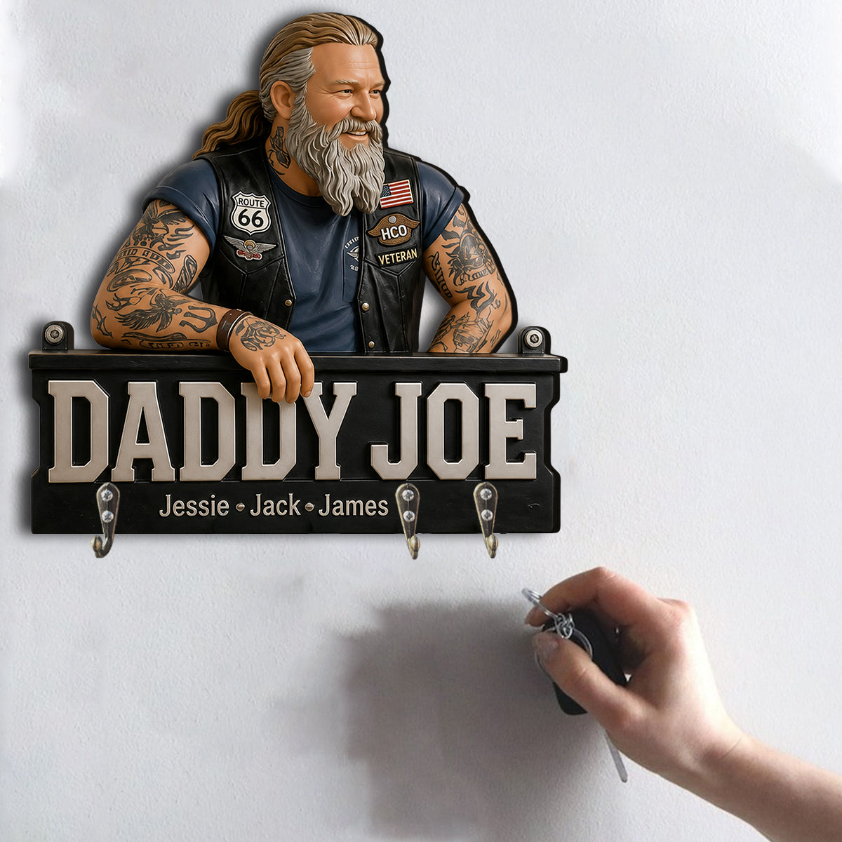 Geschenke zum Vatertag für Papa, Opa - Personalisierter hängender Schlüsselhalter