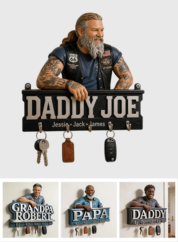 Geschenke zum Vatertag für Papa, Opa - Personalisierter hängender Schlüsselhalter