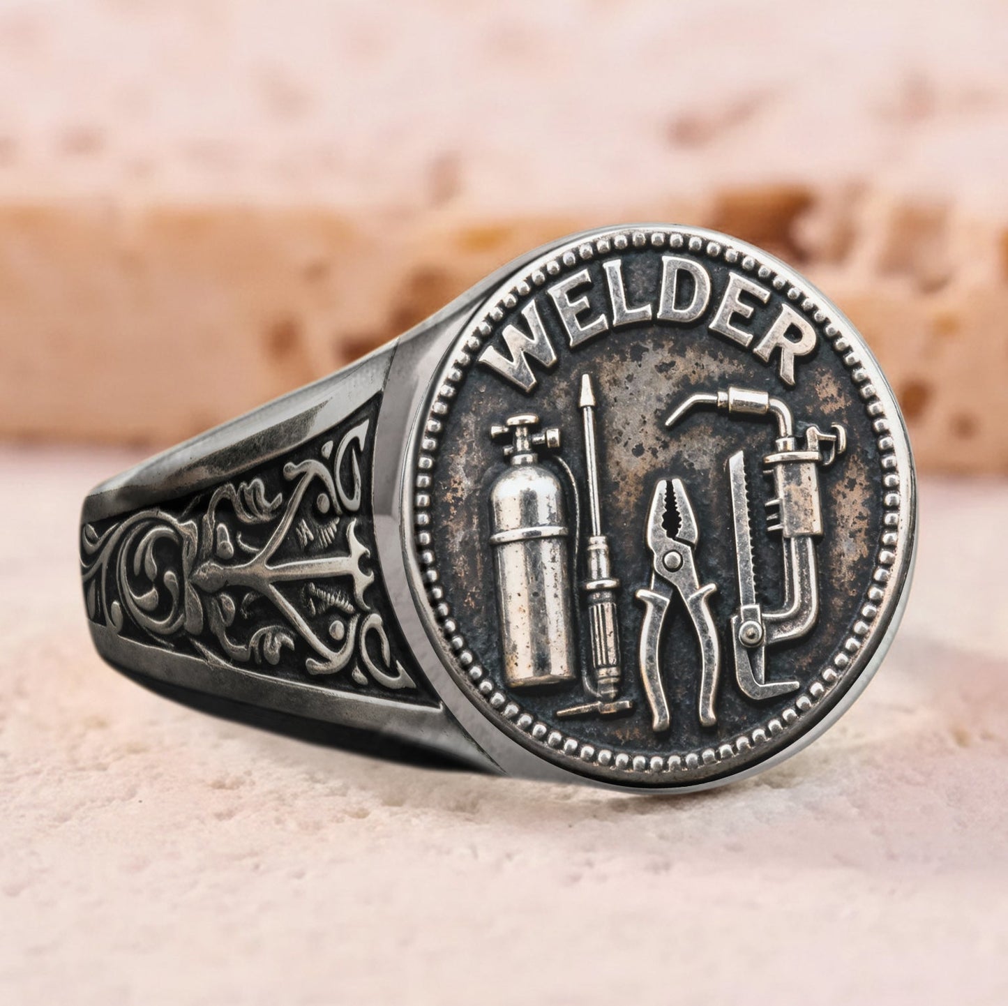 Bague chevalière personnalisée pour soudeur - Soudeur expérimenté