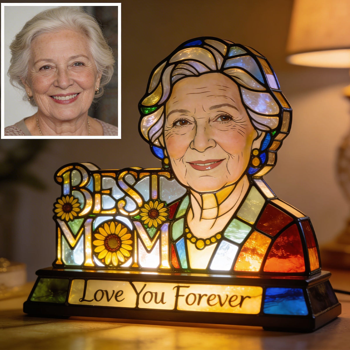 Personalisierte LED Nachtlicht aus Acryl - Foto von Mama oder Oma