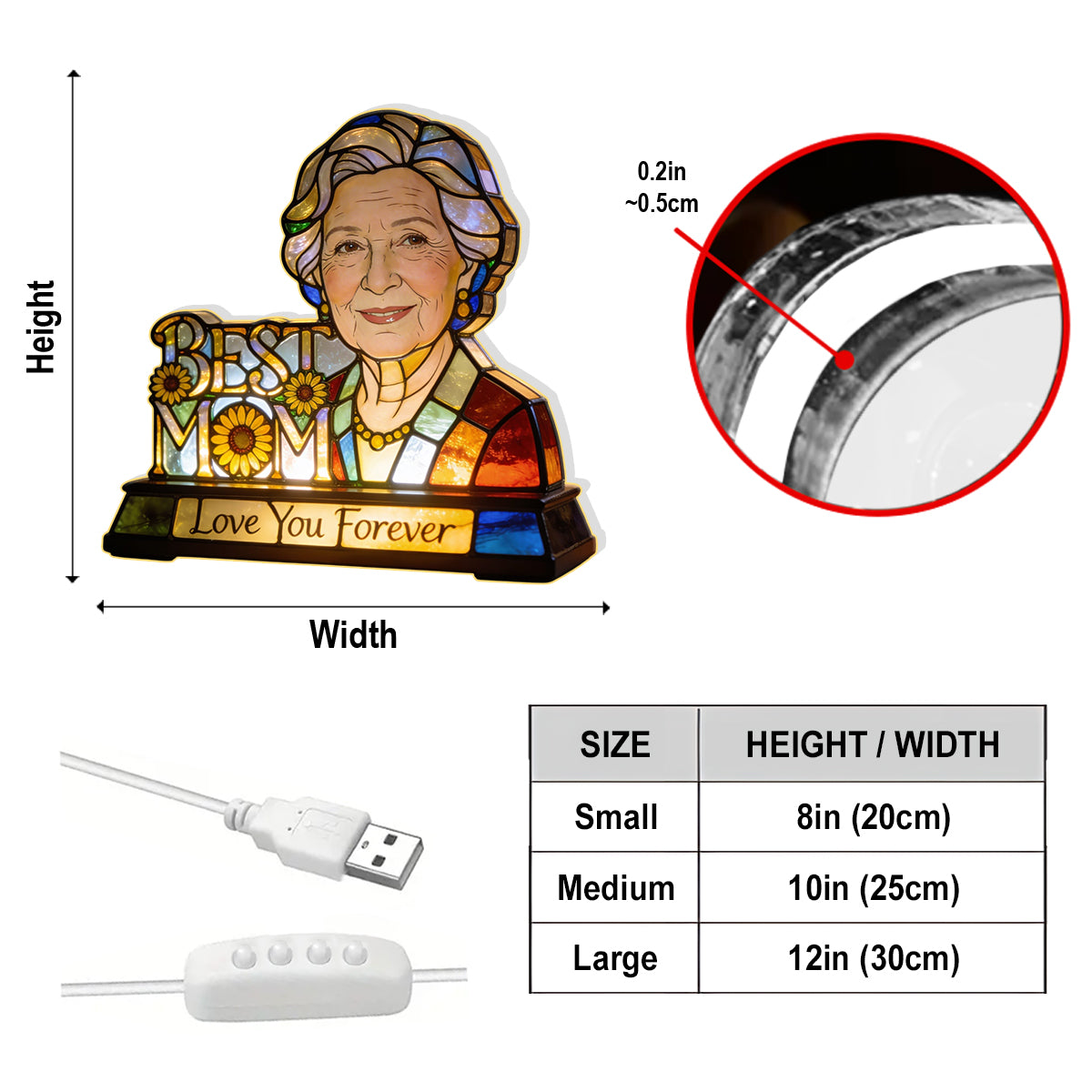 Personalisierte LED Nachtlicht aus Acryl - Foto von Mama oder Oma