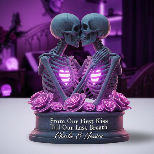 From Our First Kiss Till Our Last Breath - Personalized Skull Custom Shaped Acrylic Plaque