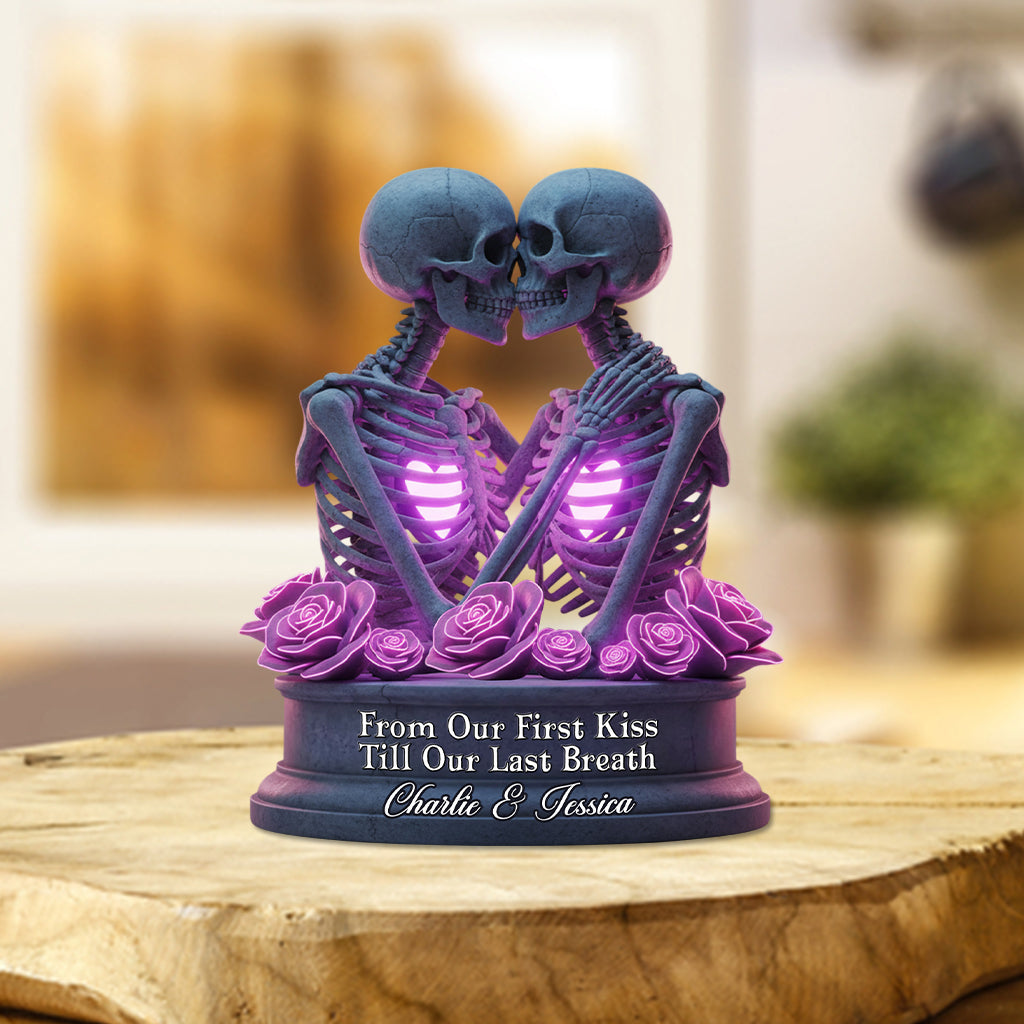 From Our First Kiss Till Our Last Breath - Personalized Skull Custom Shaped Acrylic Plaque