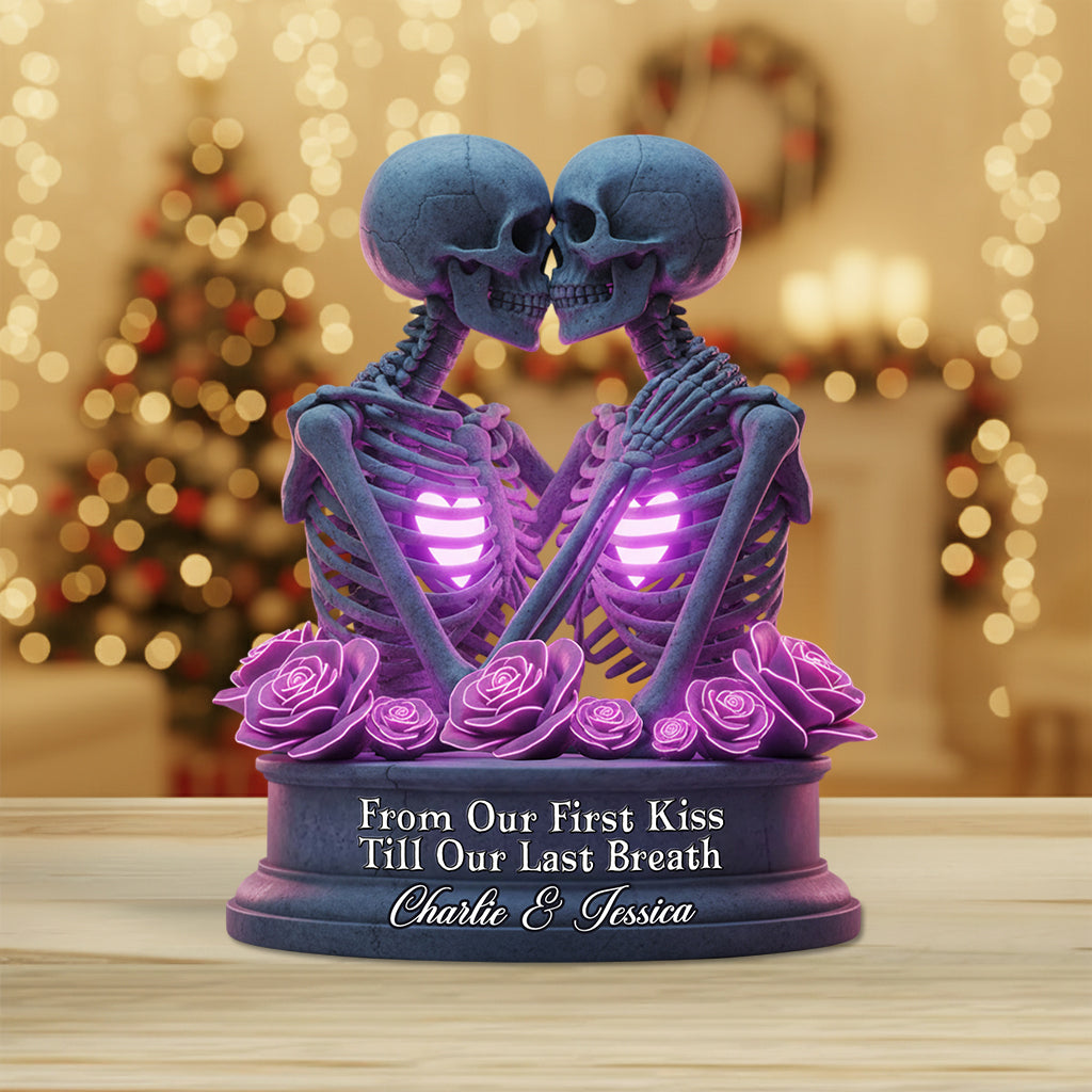 From Our First Kiss Till Our Last Breath - Personalized Skull Custom Shaped Acrylic Plaque