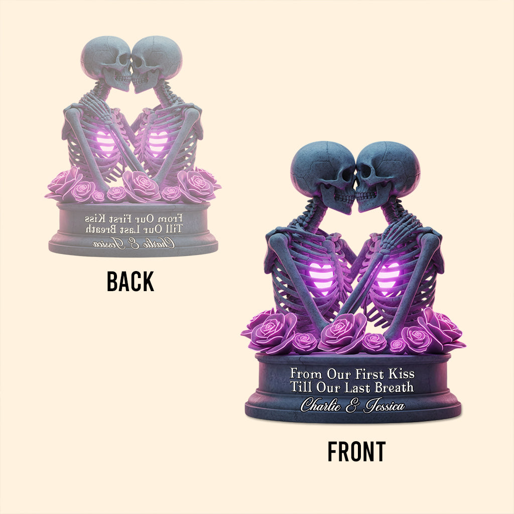 From Our First Kiss Till Our Last Breath - Personalized Skull Custom Shaped Acrylic Plaque