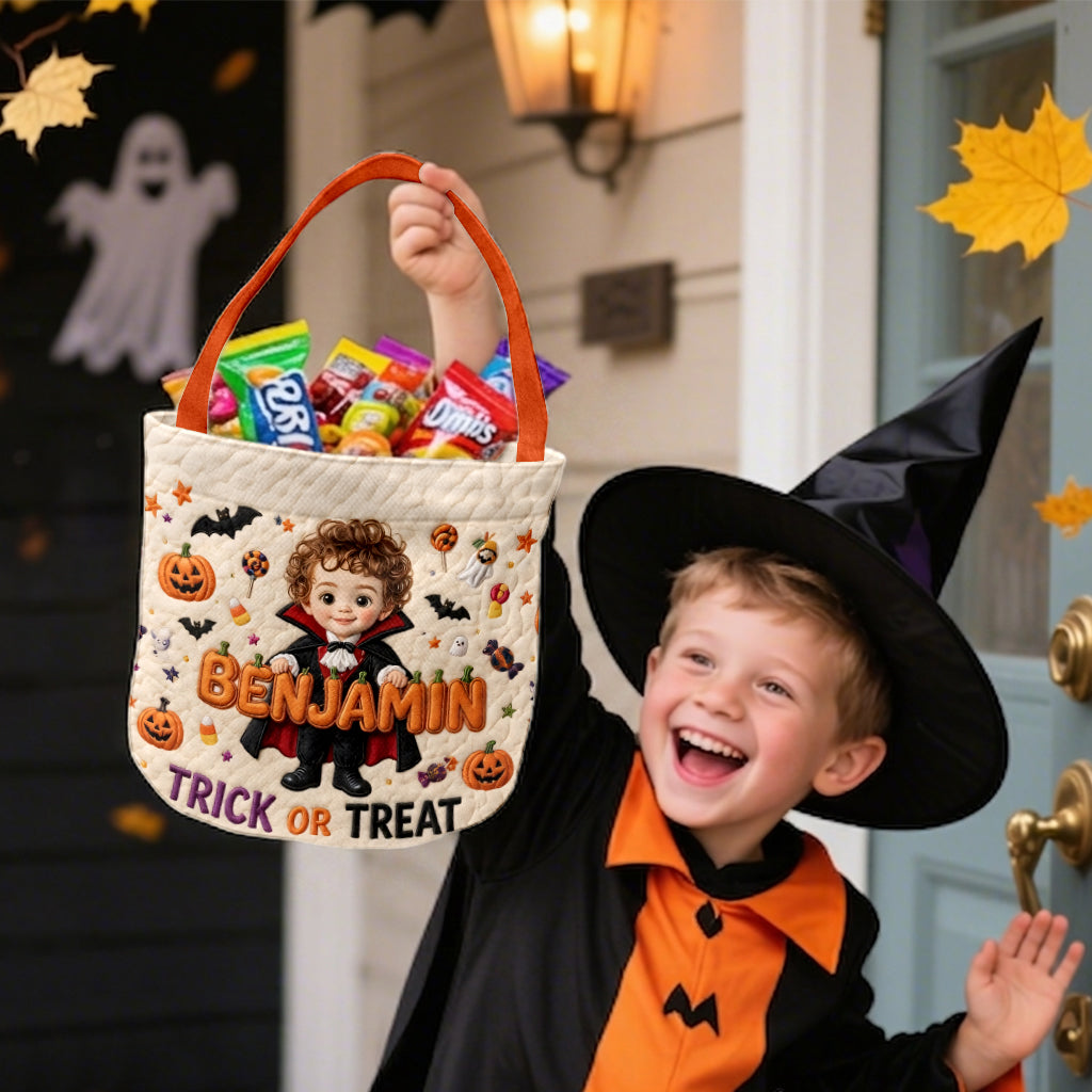 Trick Or Treat - Personalized Kid Canvas Bucket Bag