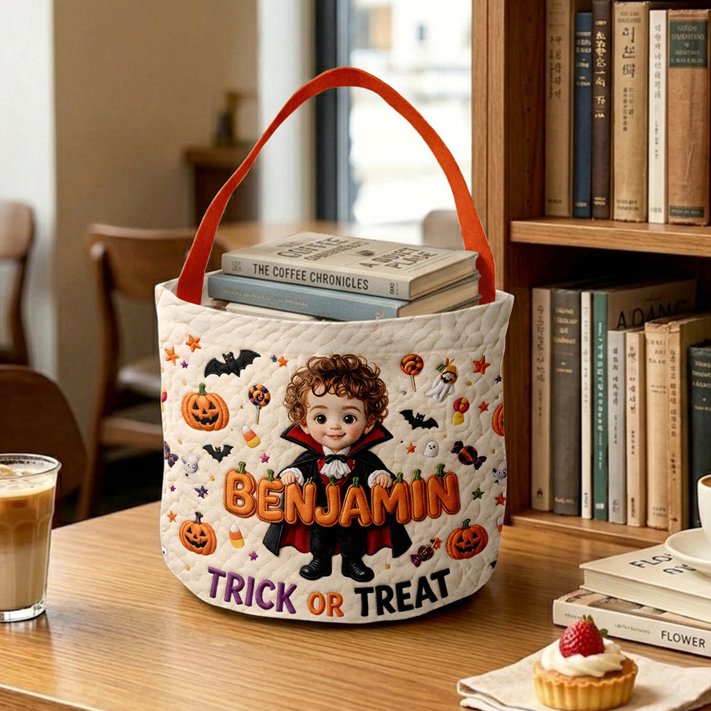 Trick Or Treat - Personalized Kid Canvas Bucket Bag