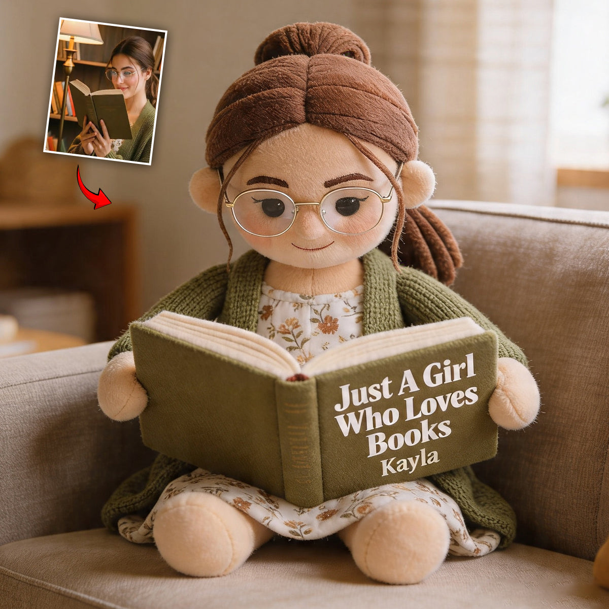 Coussin en Fausse Fourrure Personnalisé - Amour de la Lecture