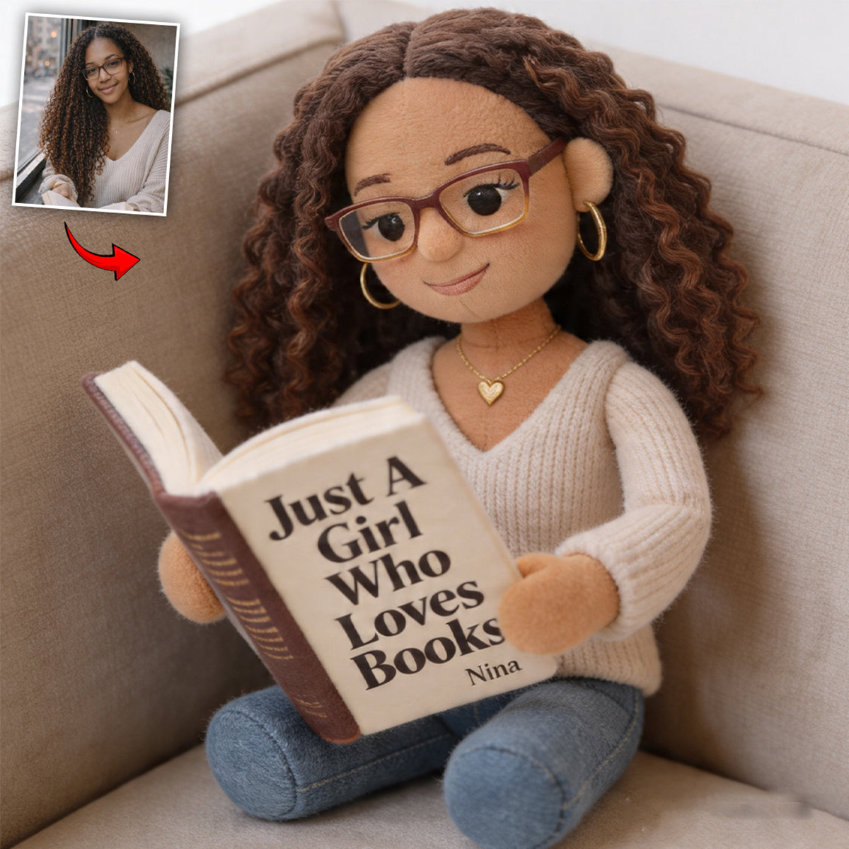 Coussin en Fausse Fourrure Personnalisé - Amour de la Lecture