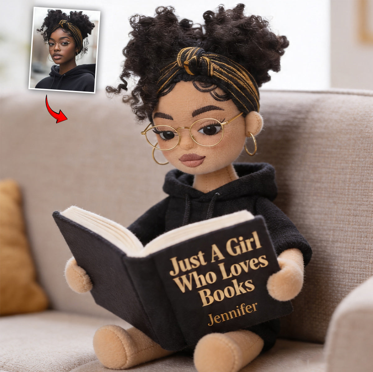 Coussin en Fausse Fourrure Personnalisé - Amour de la Lecture