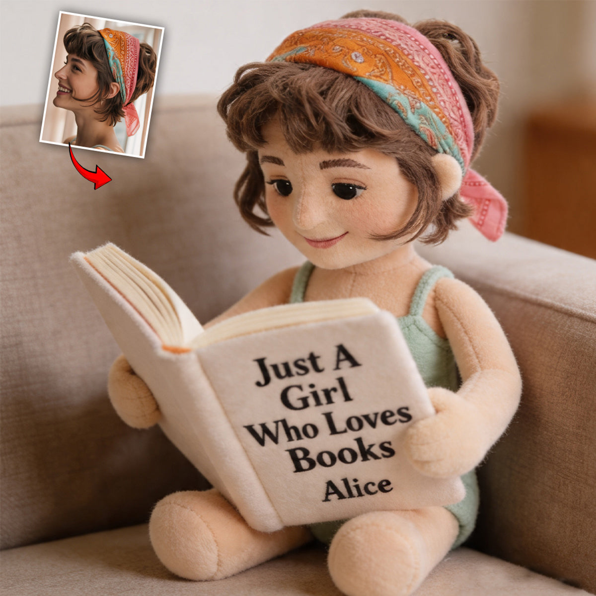 Coussin en Fausse Fourrure Personnalisé - Amour de la Lecture