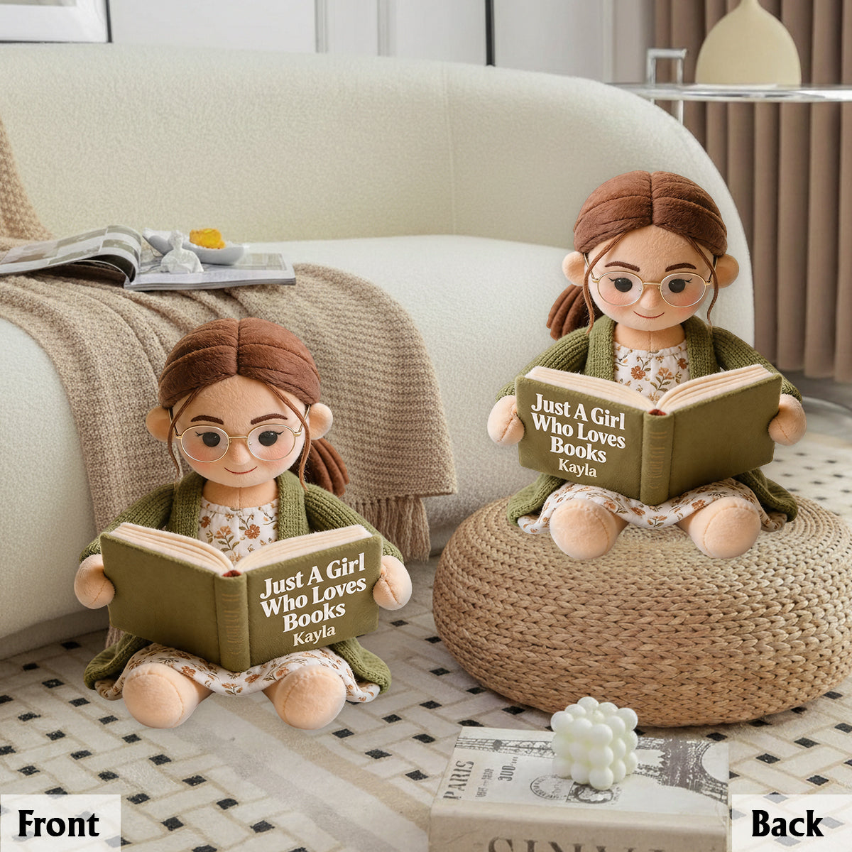 Coussin en Fausse Fourrure Personnalisé - Amour de la Lecture