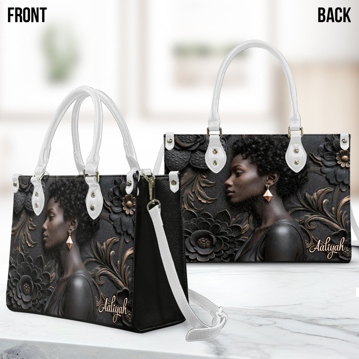 Fier de l'histoire noire - Sac à main personnalisé en cuir afro-américain