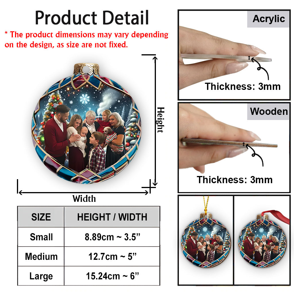 Ball With Snowy Cabin - Personalized Family Ornament