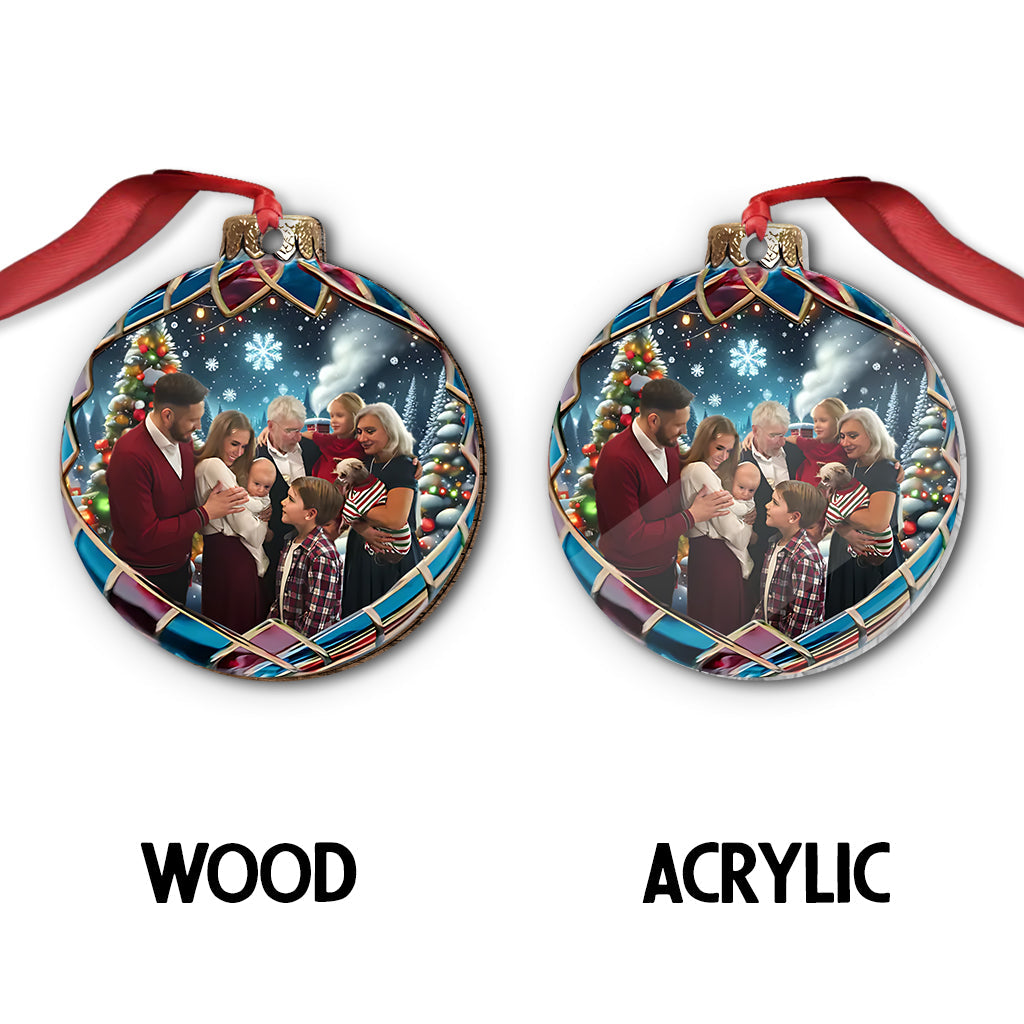 Ball With Snowy Cabin - Personalized Family Ornament