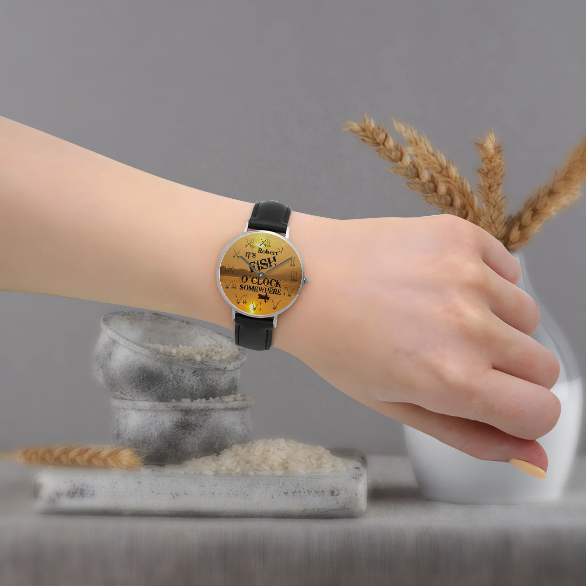 It's Fish O'clock Somewhere - Personalized Fishing Hand Watch