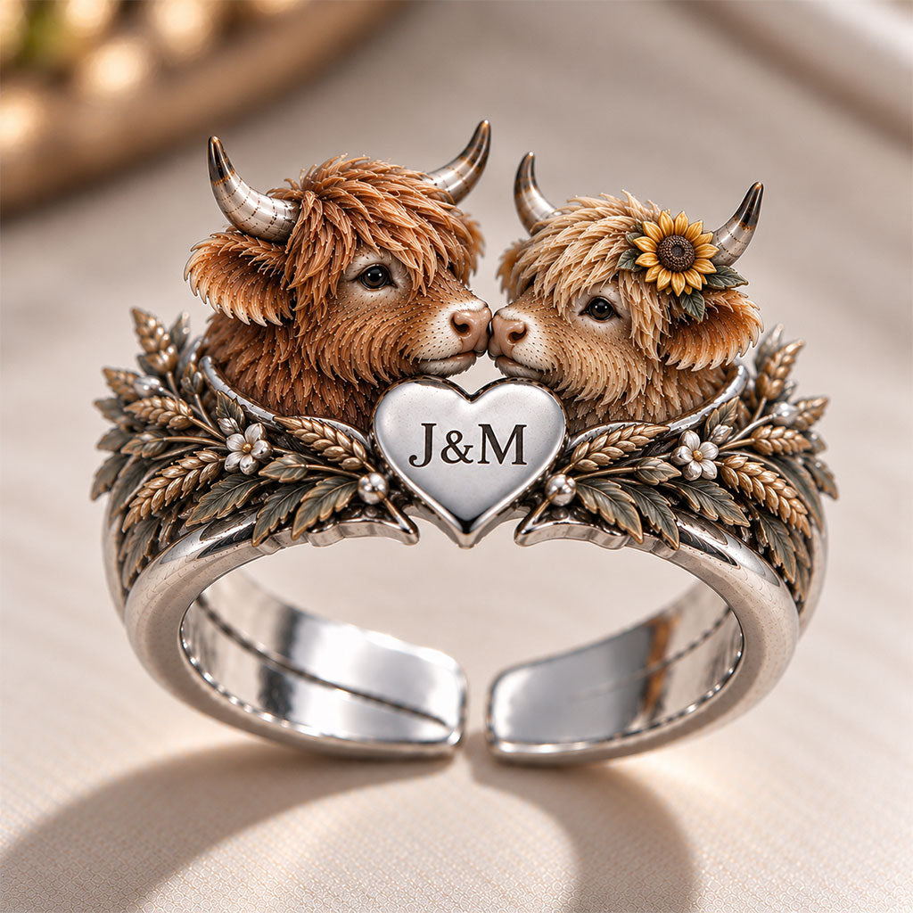 We Got This - Personalized Highland Cow Adjustable Shaped Ring
