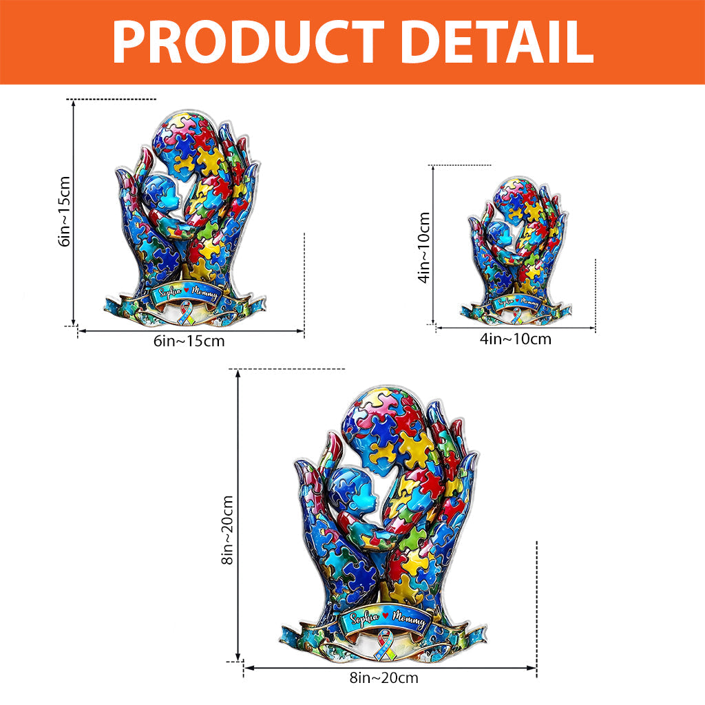 Mom And Kid - Personalized Autism Awareness Custom Shaped Acrylic Plaque