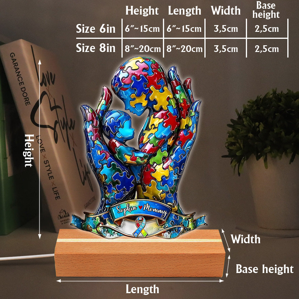 Mom And Kid - Personalized Autism Awareness Custom Shaped Acrylic Plaque