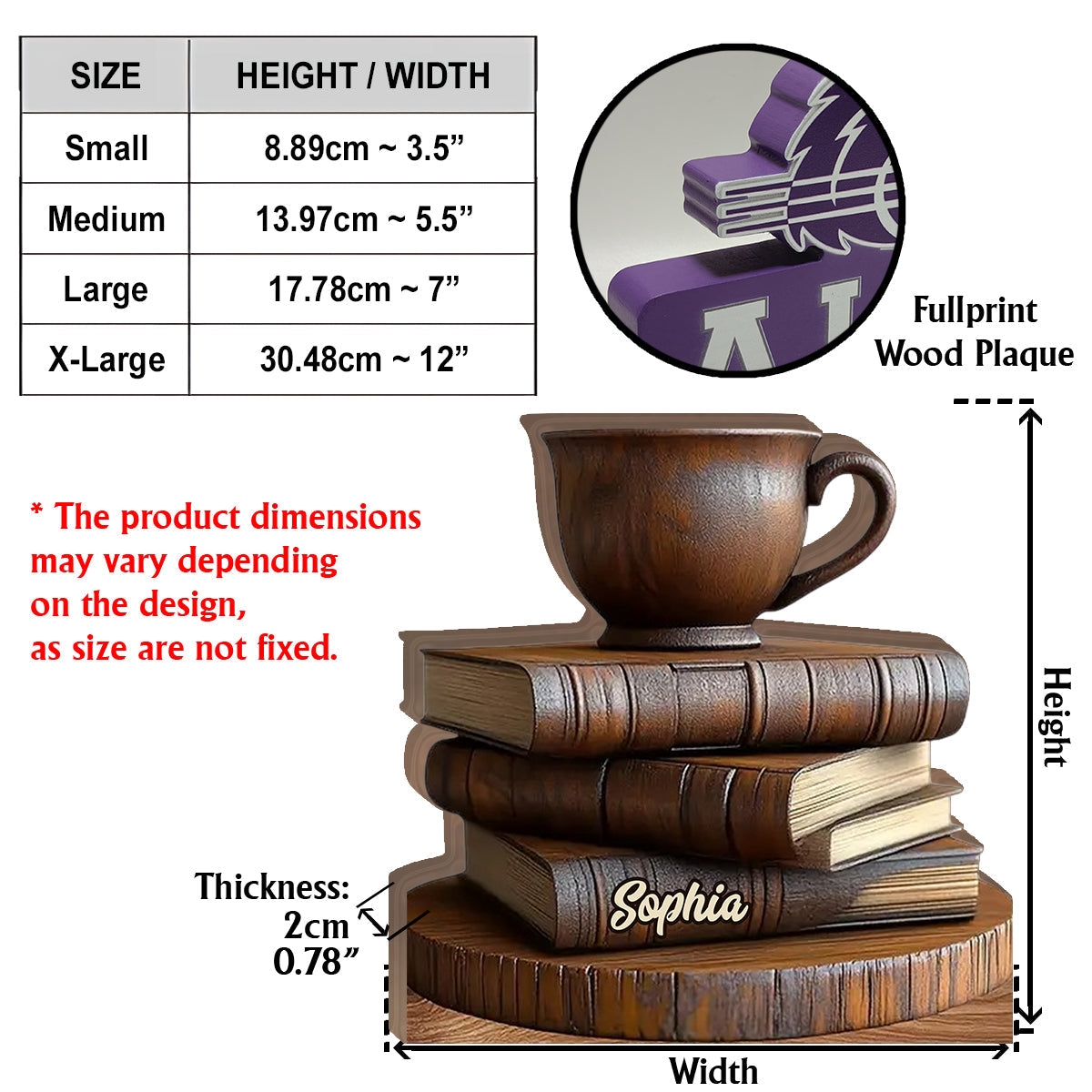 Wooden Book & Coffee Cup Decor - Personalized Book Custom Shaped Wood Plaque