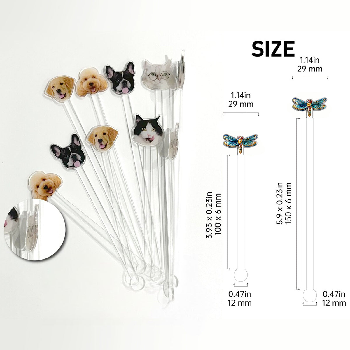 Ensemble libellule - Mug personnalisé avec agitateurs en acrylique