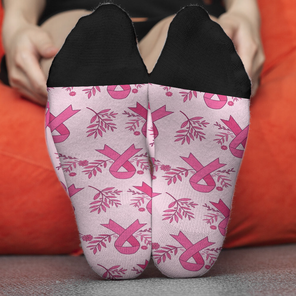 Pink Ribbon Breast Cancer Awareness - Personalized Breast Cancer Awareness Socks