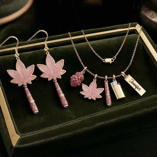 Boucles d'oreilles et pendentifs en weed personnalisés - Feeling Dope