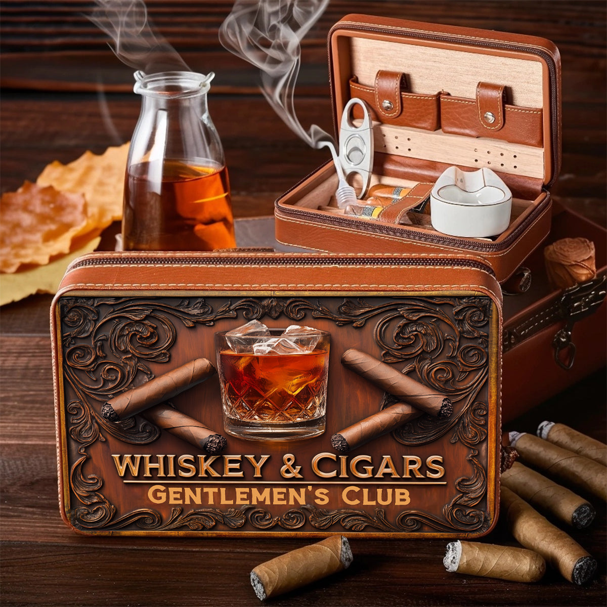 Whisky- und Zigarrenclub – Personalisierter Whisky-Reisehumidor