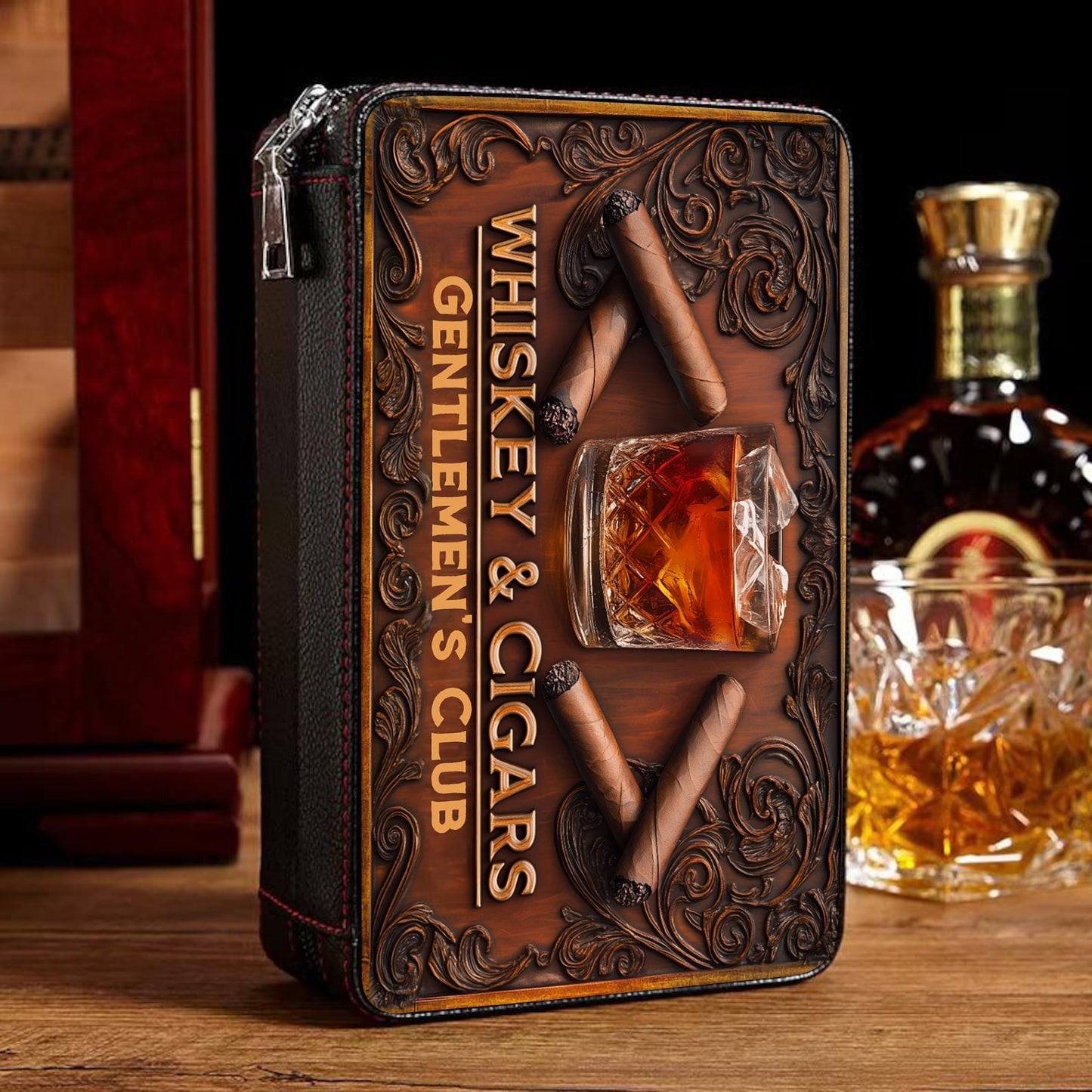 Whisky- und Zigarrenclub – Personalisierter Whisky-Reisehumidor