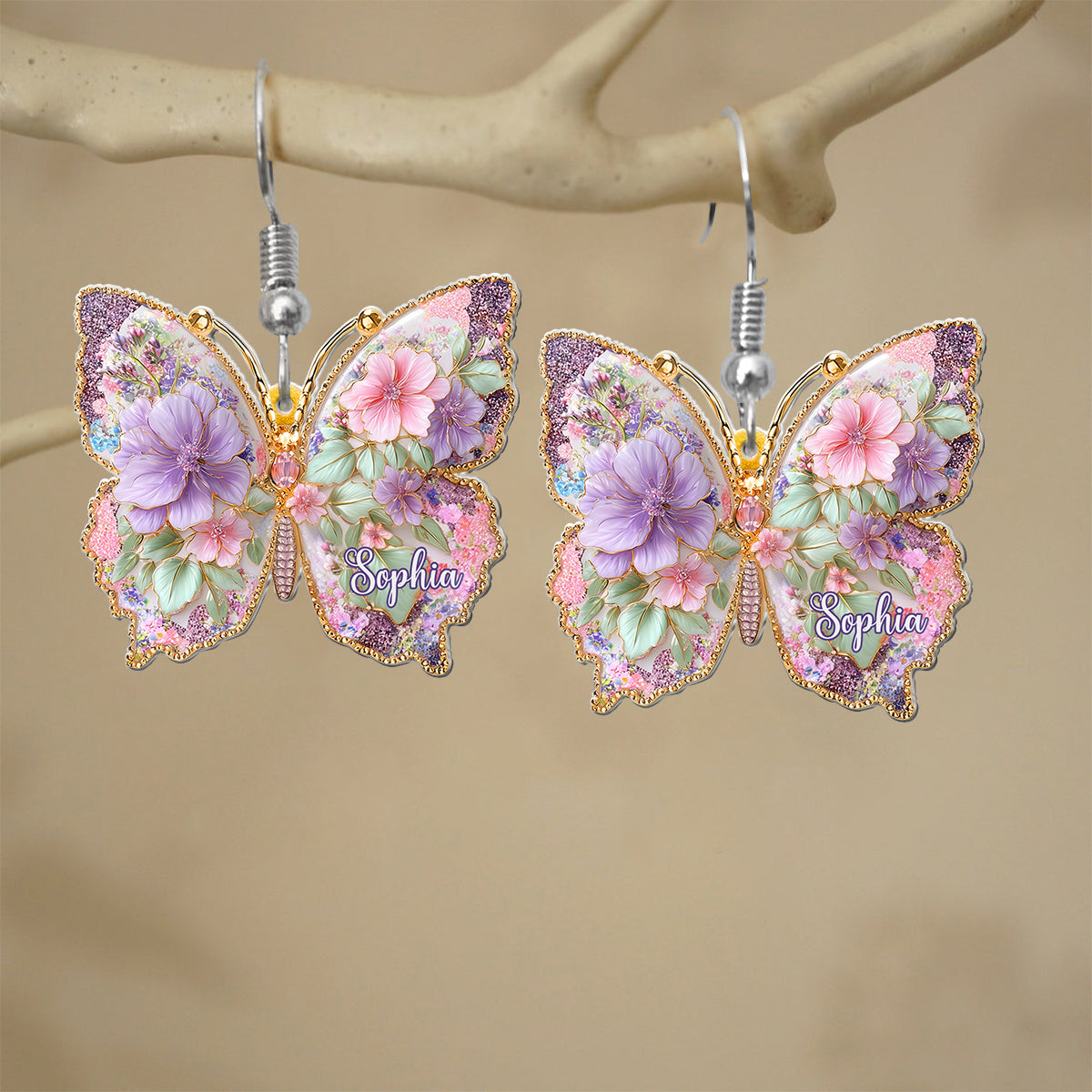 Love Butterfly - Personalized Butterfly Earrings