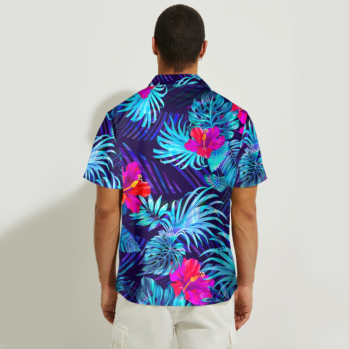 Tropical Leaf Hibiscus Flowers Matching Hawaii Beach Outfit For Co~es - Personalized Couple Hawaiian Shirt & Sleeveless Dress