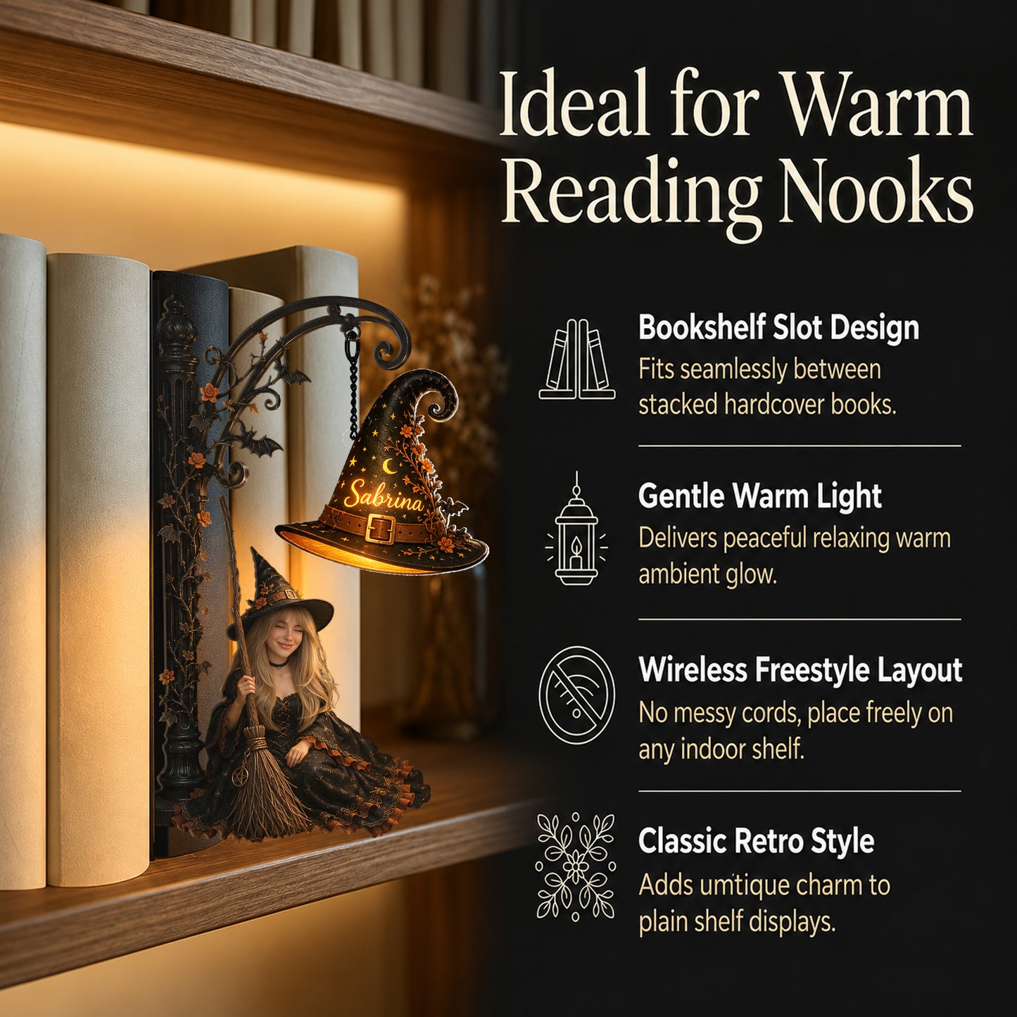 Be A Witch - Personalized Witch Bookshelf Lamp