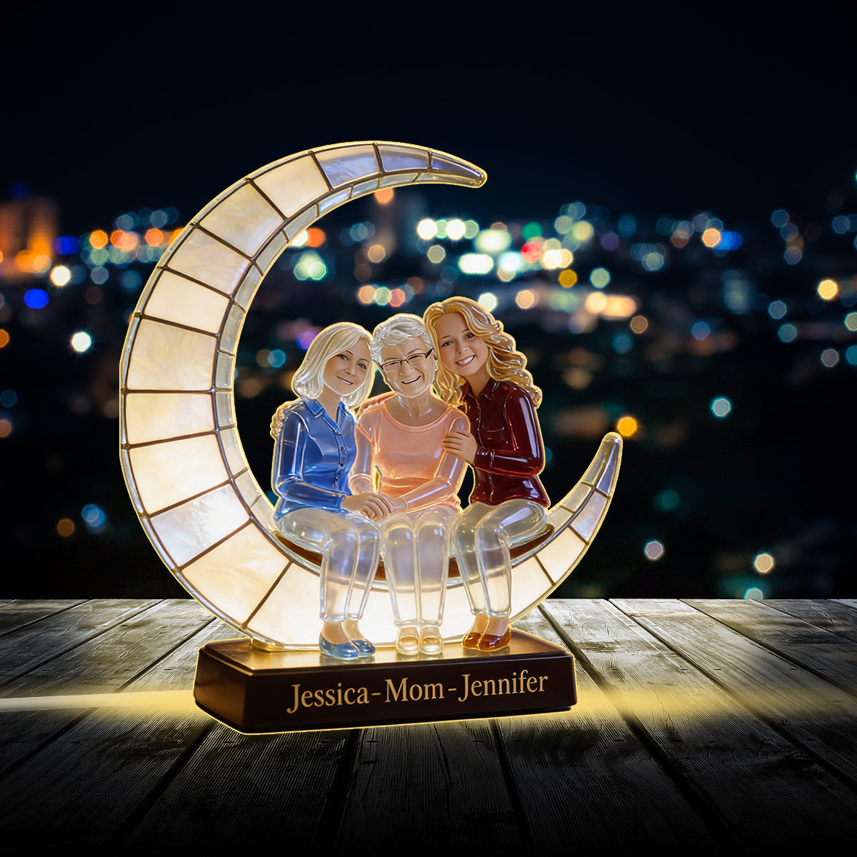 Crescent Moon Lamp - I Love You - Personalized Mother Acrylic LED Night Light