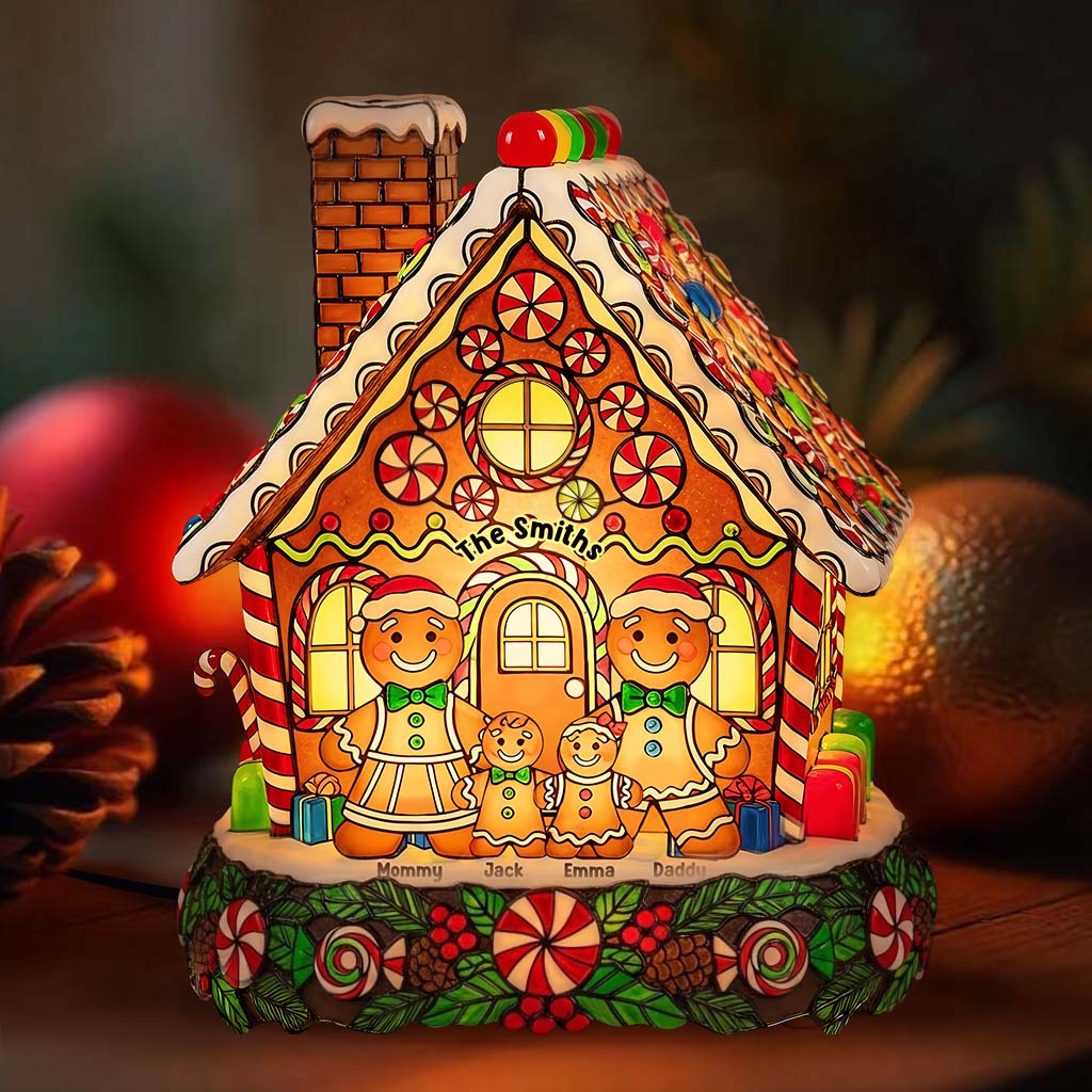 Merry Christmas Gingerbread Red Truck - Personalized Family Acrylic LED Night Light