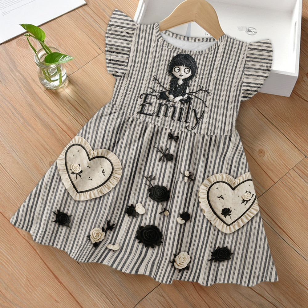 Special Halloween Theme Dress For Girls/ Daughters/ Granddaughterers... - Personalized Kid Kid Ruffle Sleeve Dress
