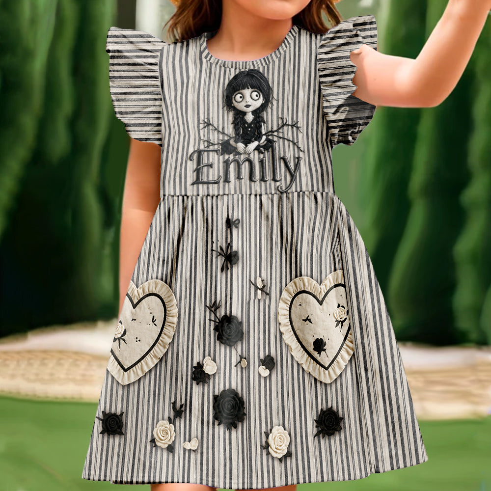 Special Halloween Theme Dress For Girls/ Daughters/ Granddaughterers... - Personalized Kid Kid Ruffle Sleeve Dress