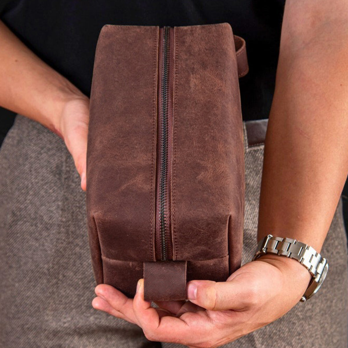 We Love You Dad - Personalized Father Leather Toiletry Bag