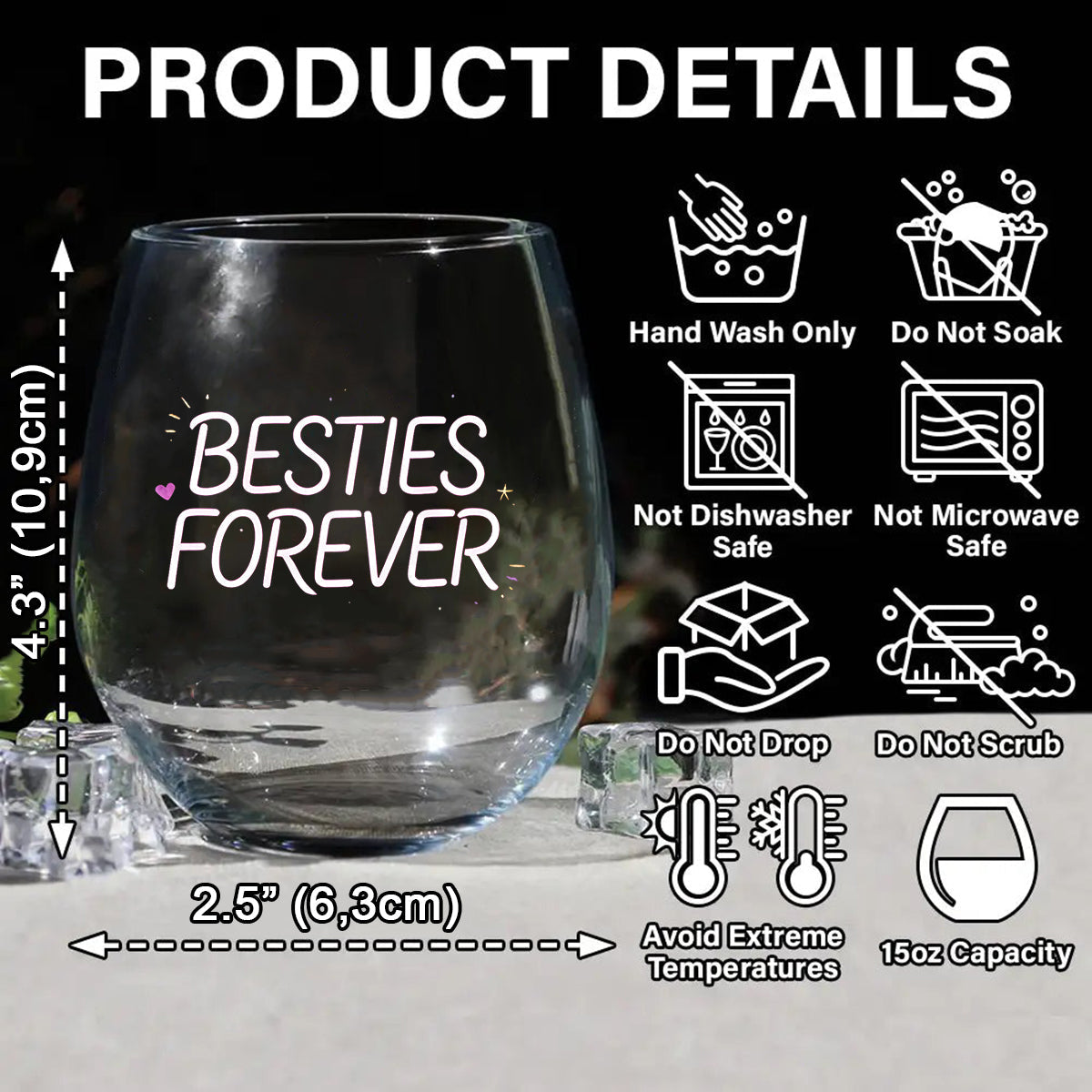 Custom From Any Photo - Personalized Bestie All Over Wine Glass