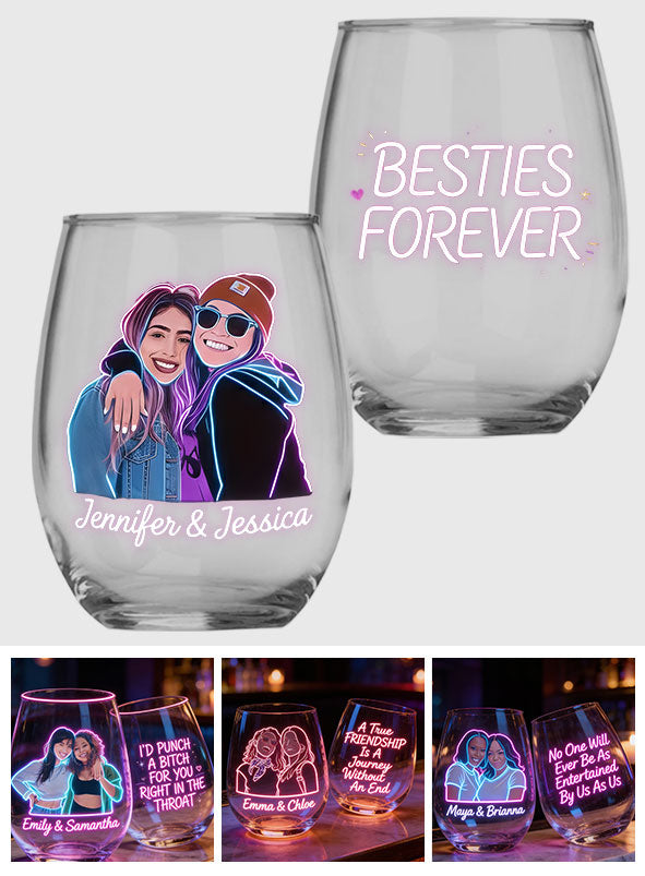 Custom From Any Photo - Personalized Bestie All Over Wine Glass