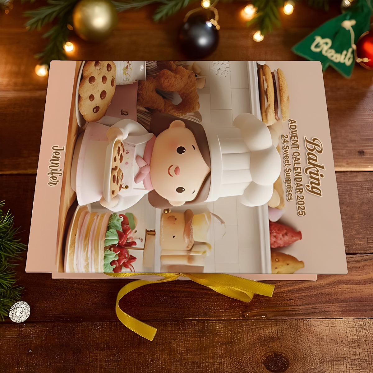 Love Baking - Personalized Baking Folded Advent Calendar With Ornaments