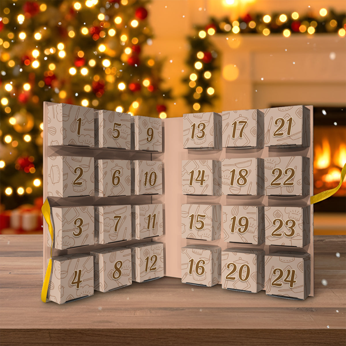 Love Baking - Personalized Baking Folded Advent Calendar With Ornaments