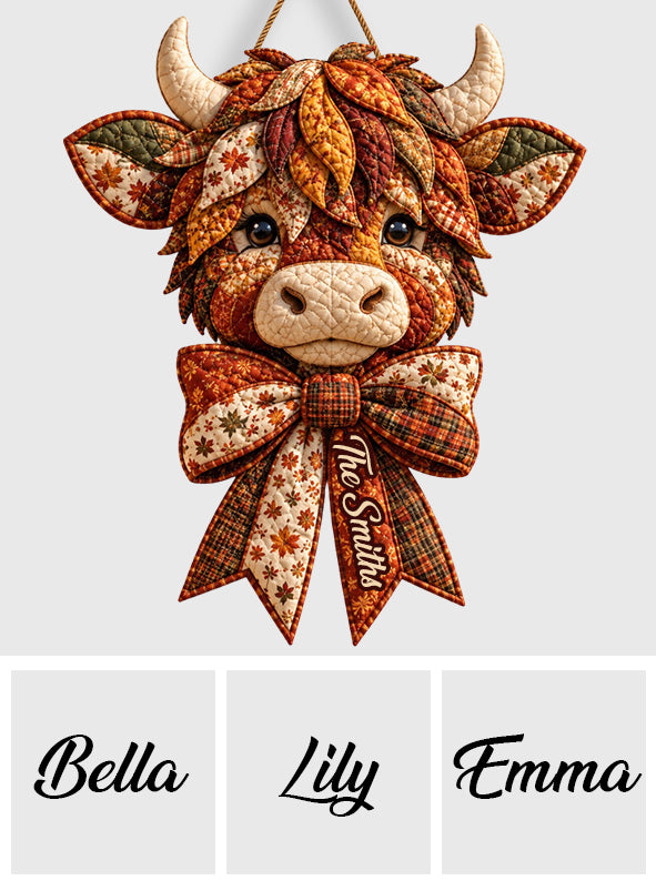 Herbst Saison Highland Cow - Personalisierter Highland Cow Türhänger