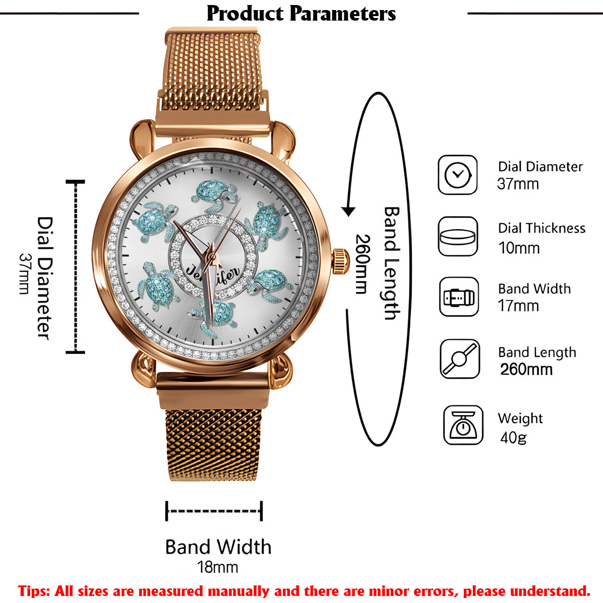 Love Turtles - Personalized Turtle Women Hand Watch