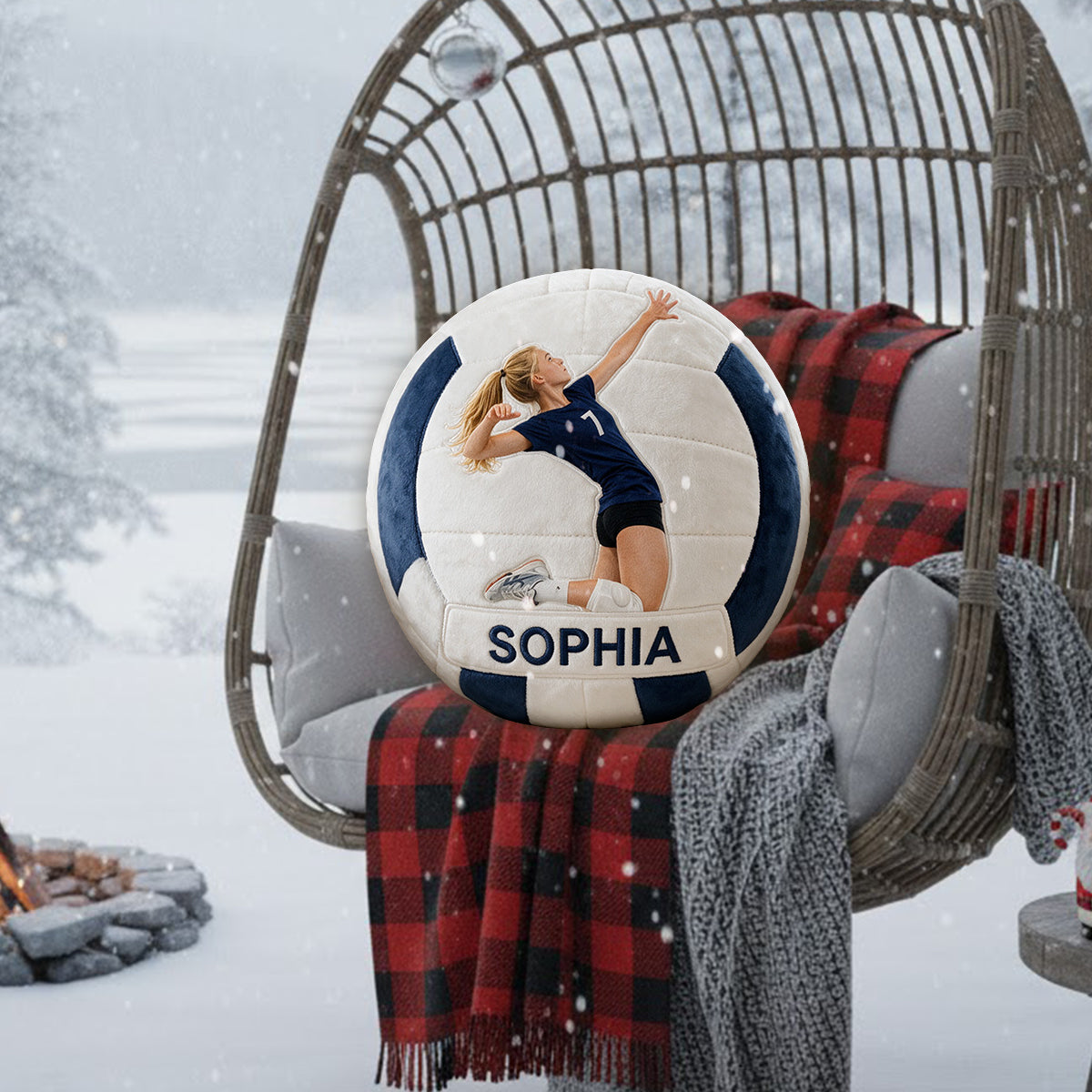 Jeder Sport, Jedes Foto - Personalisierte Fußball Premium Kunstfellkissen
