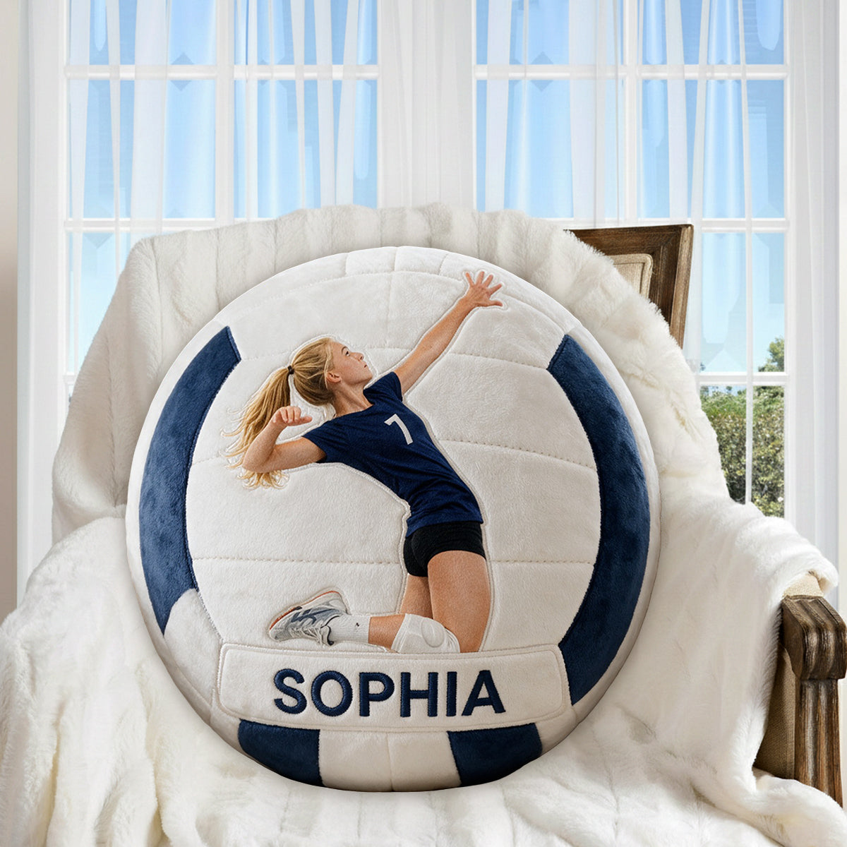 Jeder Sport, Jedes Foto - Personalisierte Fußball Premium Kunstfellkissen