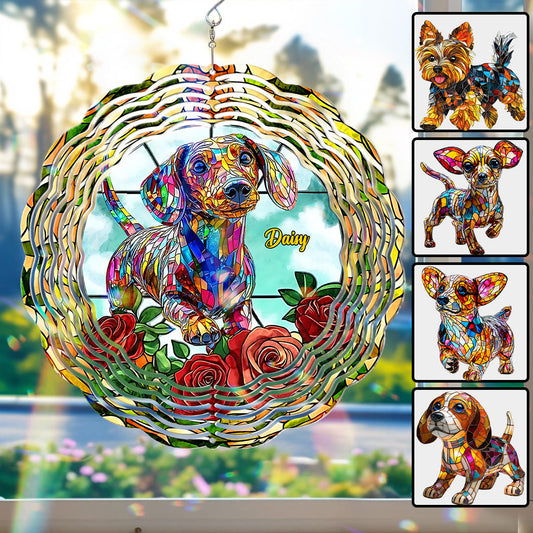 Love Dachshund - Personalized Dachshund Wind Spinner