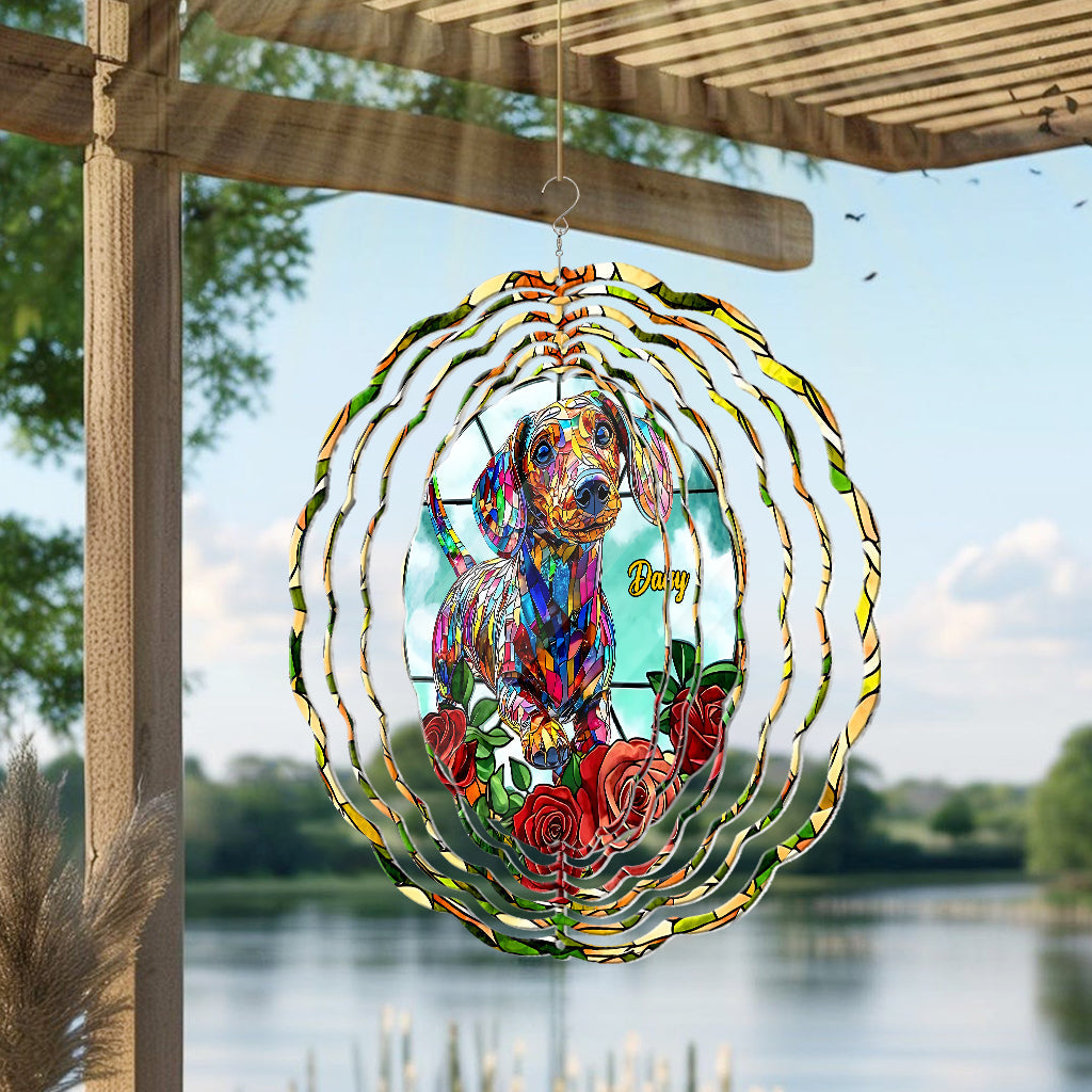 Love Dachshund - Personalized Dachshund Wind Spinner