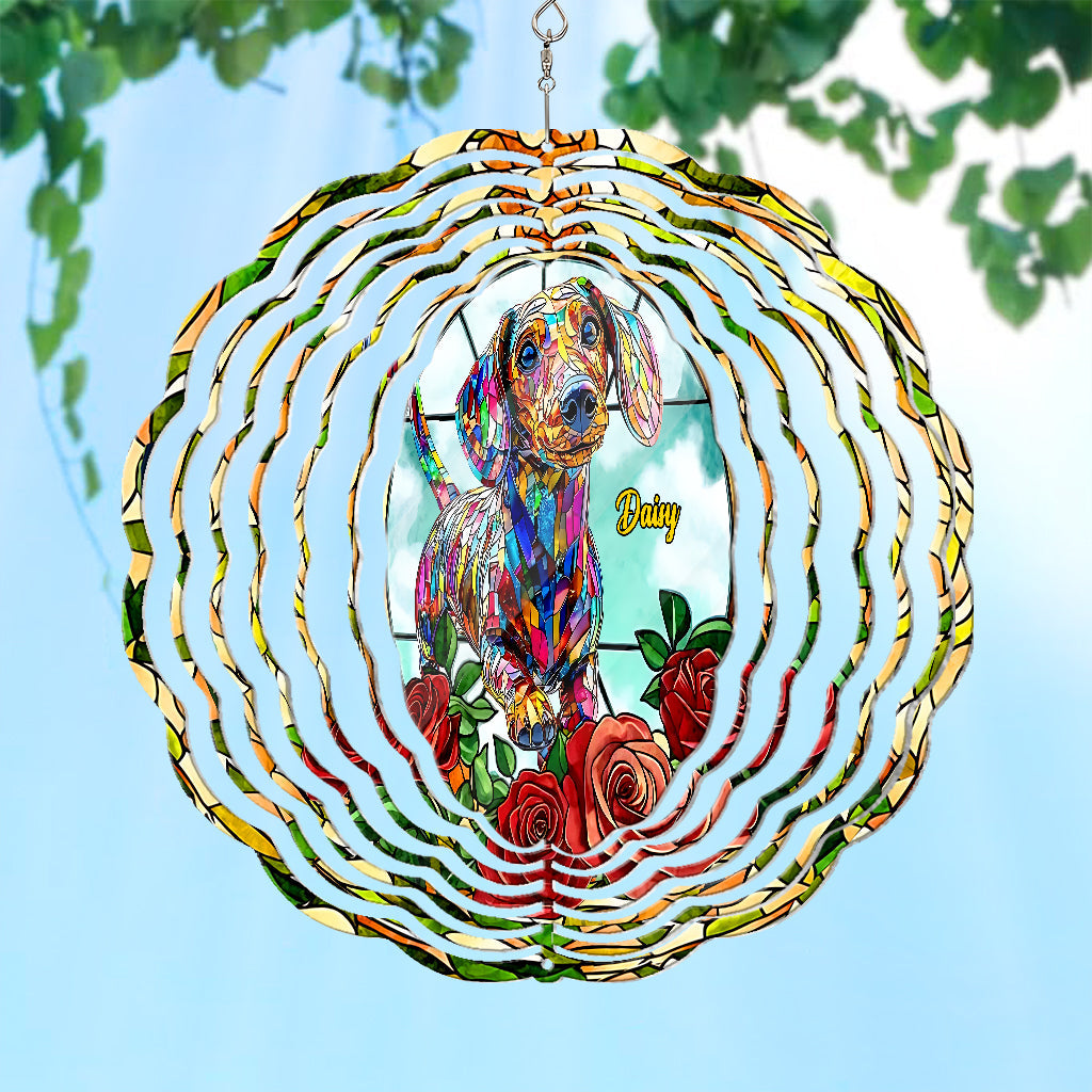 Love Dachshund - Personalized Dachshund Wind Spinner