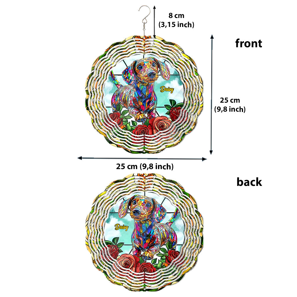 Love Dachshund - Personalized Dachshund Wind Spinner